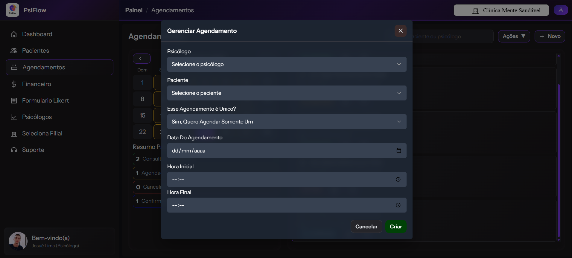 PsiFlow Agendamento